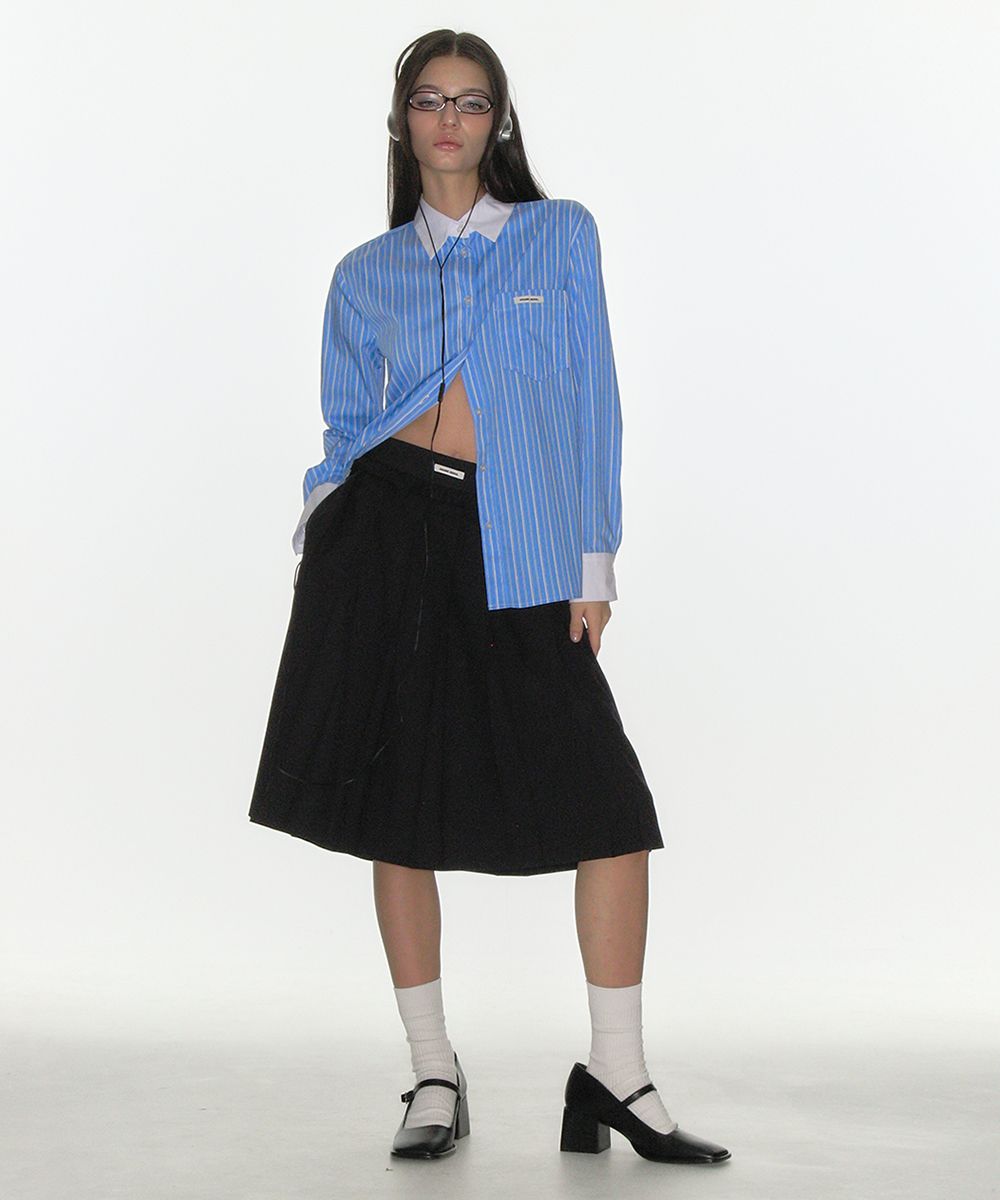 ★CRANK★FRILL PLEATS MIDI SKIRT_DARK NAVY★正規品/直送料込 MUSINSA | CRANK Frill pleated midi skirt_dark navy