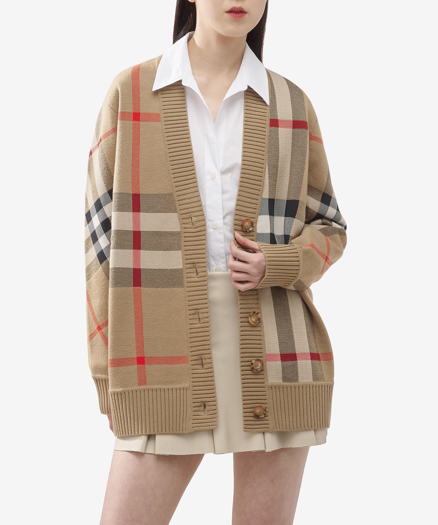 MUSINSA | BURBERRY Check Wool Blend Cardigan - Archive Beige MUSINSA | BURBERRY Check Wool Blend Cardigan - Archive Beige