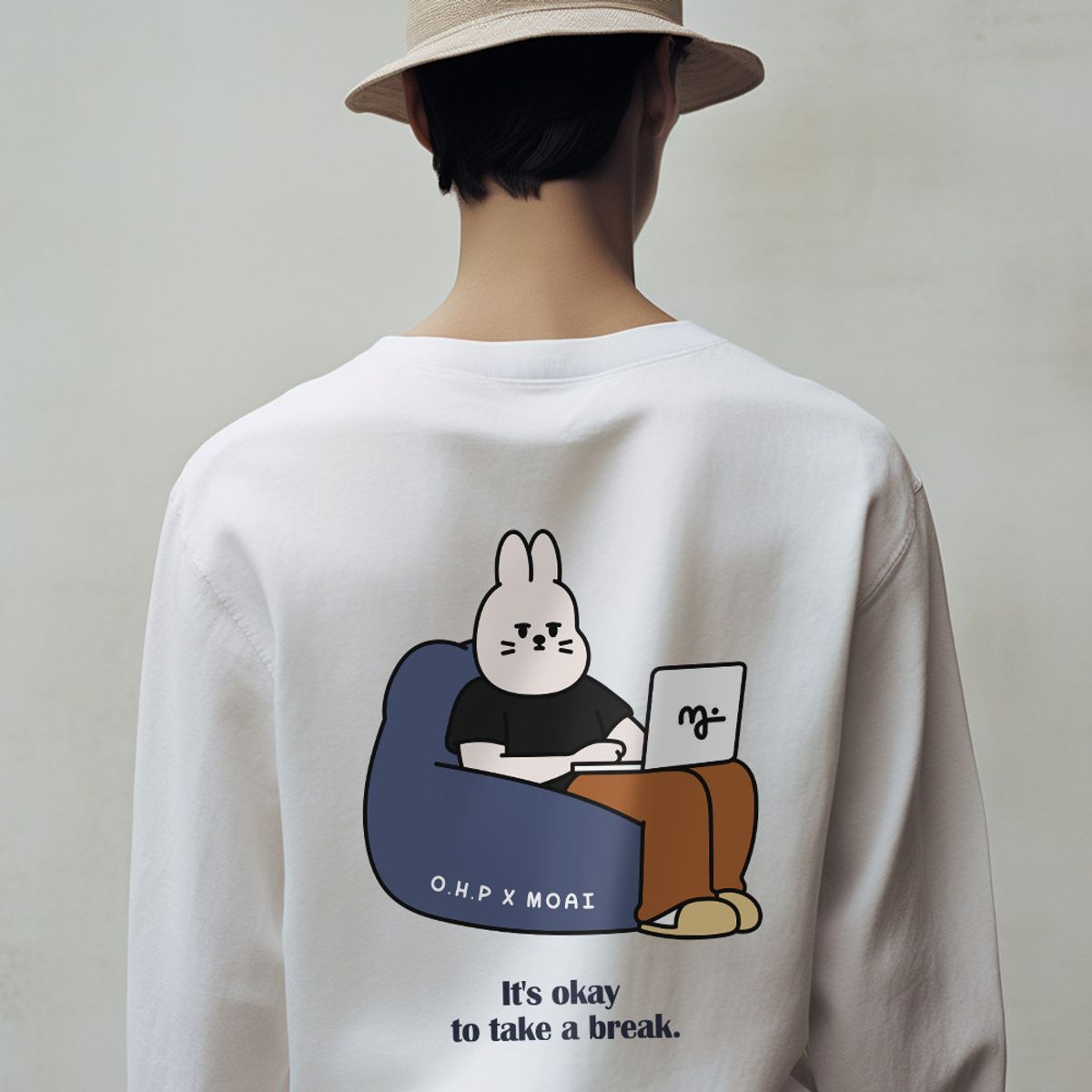 원헌드레드퍼센트(OHP) OHP X MOAI b브레이크타임 베이직 긴팔티셔츠