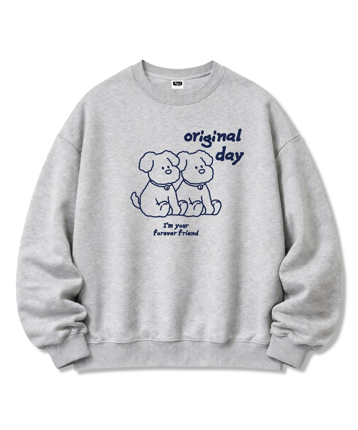 오리지널데이(ORIGINALDAY) [기모선택] Forever Friends 오버핏 맨투맨 긴팔 티셔츠 Grey