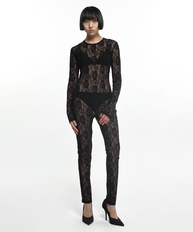 LACE BODY SUIT BLACK