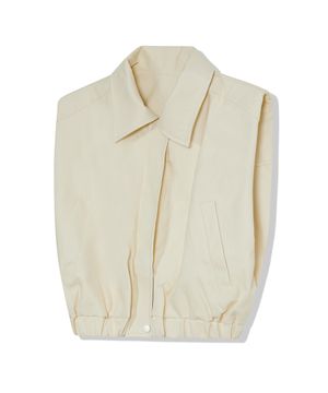 85-VIVAJ008 크롭 플라켓 레더 베스트 아이보리