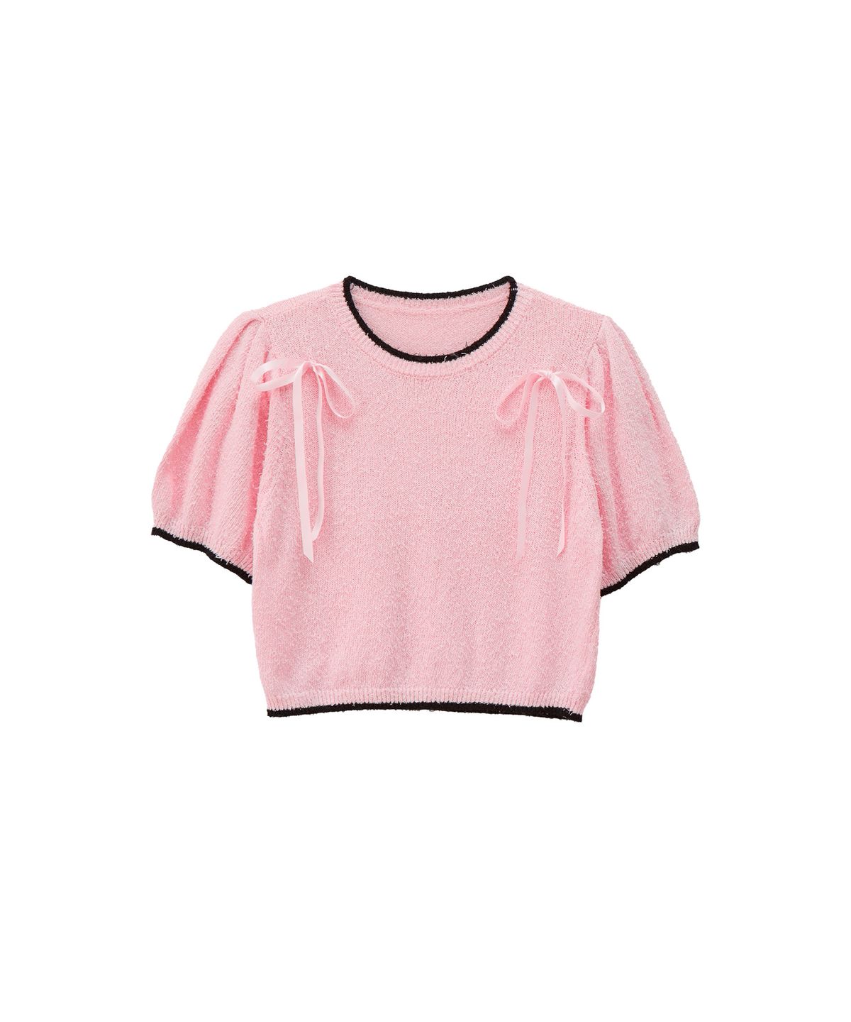 살롱 드 욘(SALON DE YOHN) Ribbon Point Knit Top_ Pink