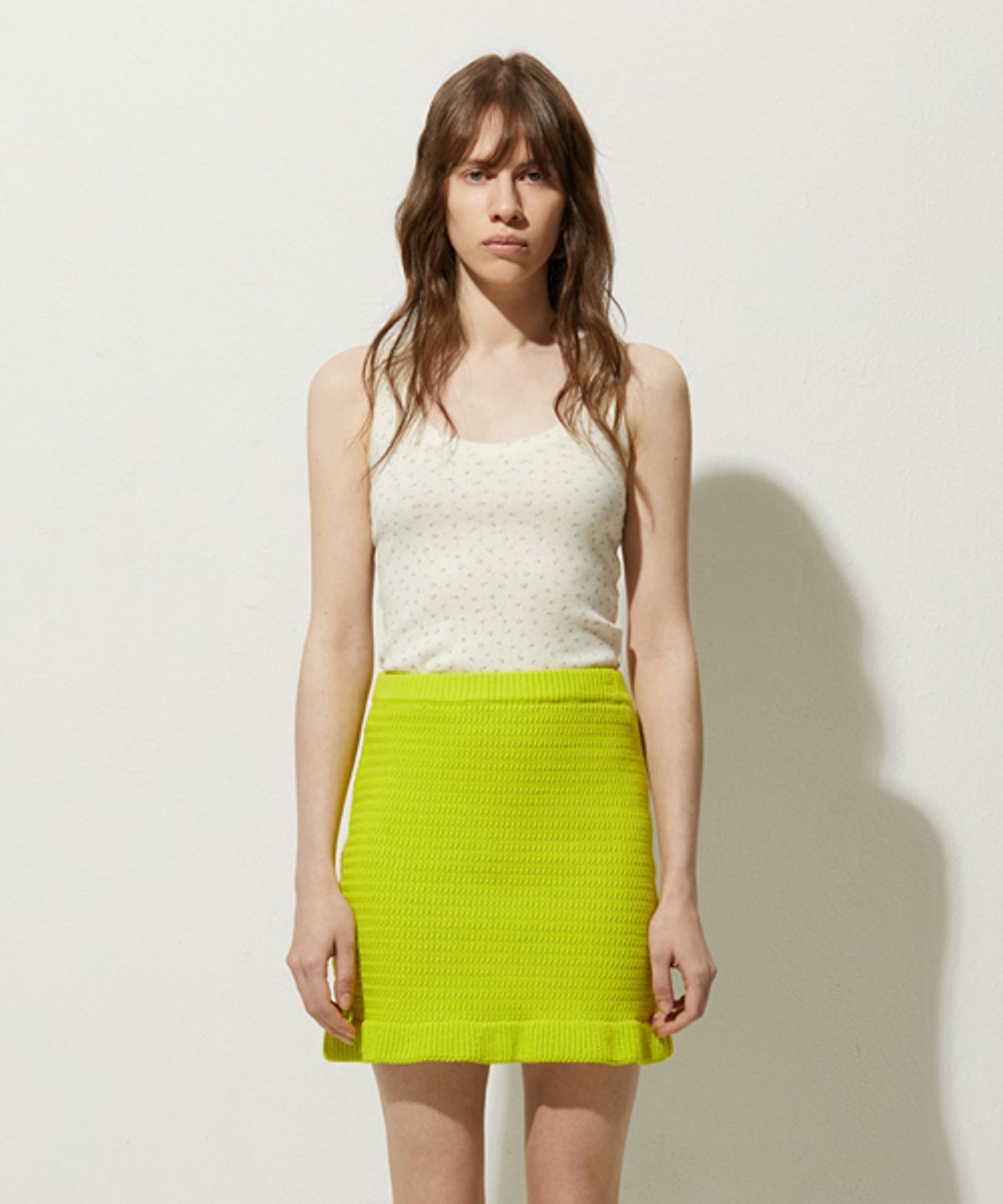 레이디 볼륨(LADY VOLUME) FRILL KNIT SKIRT_GREEN