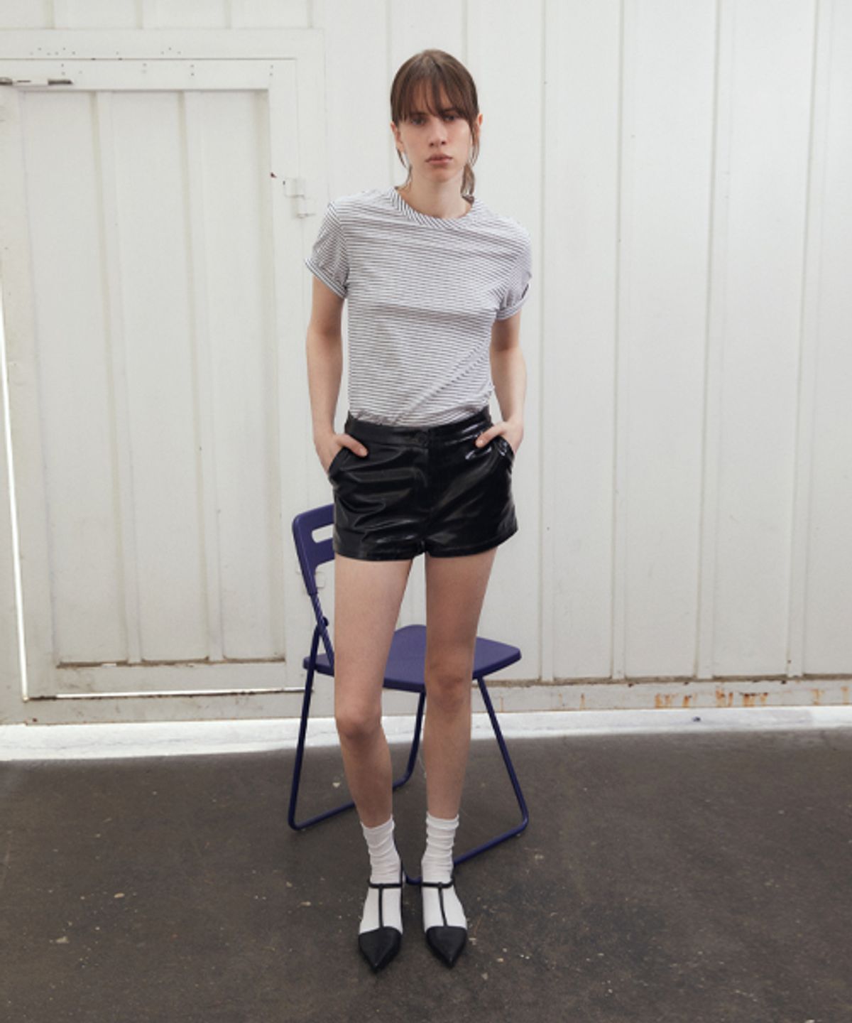 레이디 볼륨(LADY VOLUME) LEATHER SHORTS_BLACK