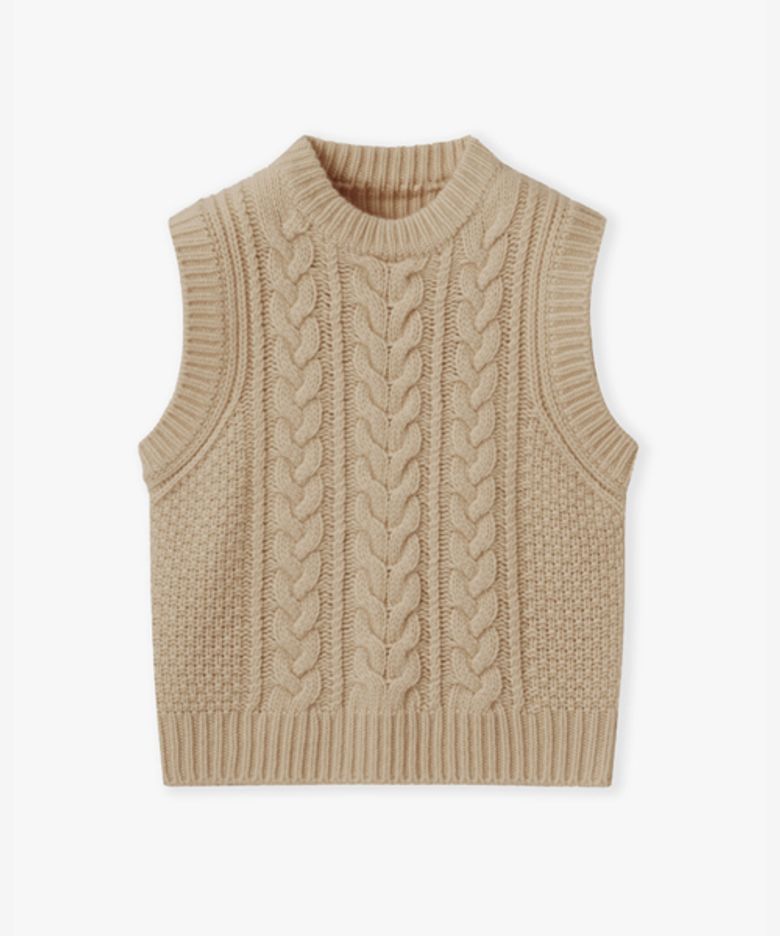 WOOL KNIT VEST_BEIGE