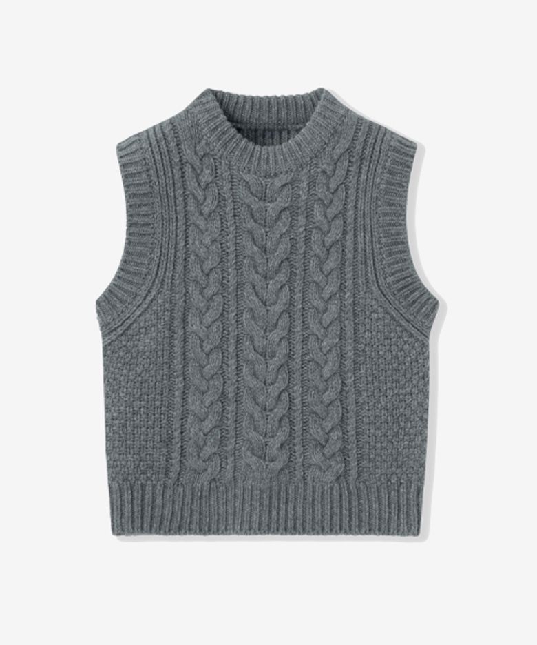 WOOL KNIT VEST_GRAY