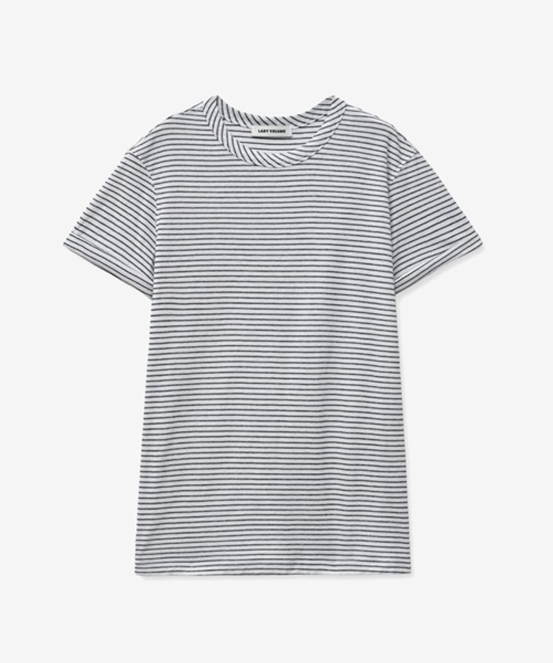 ROLL-UP STRIPE SLEEVE T-SHIRT_WHITE