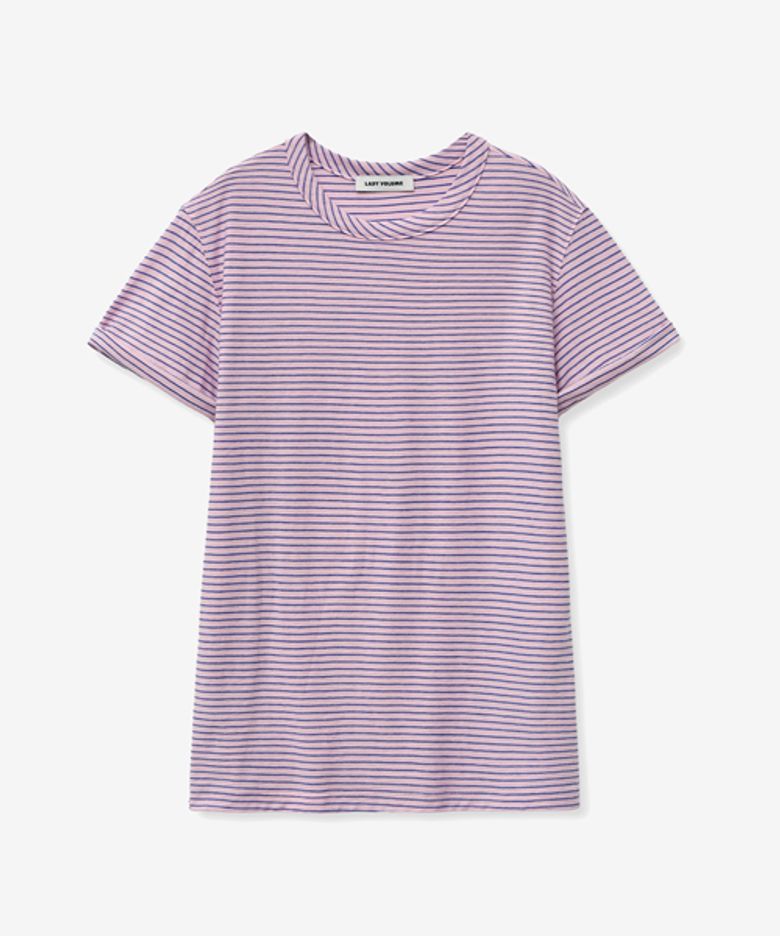 ROLL-UP STRIPE SLEEVE T-SHIRT_PINK