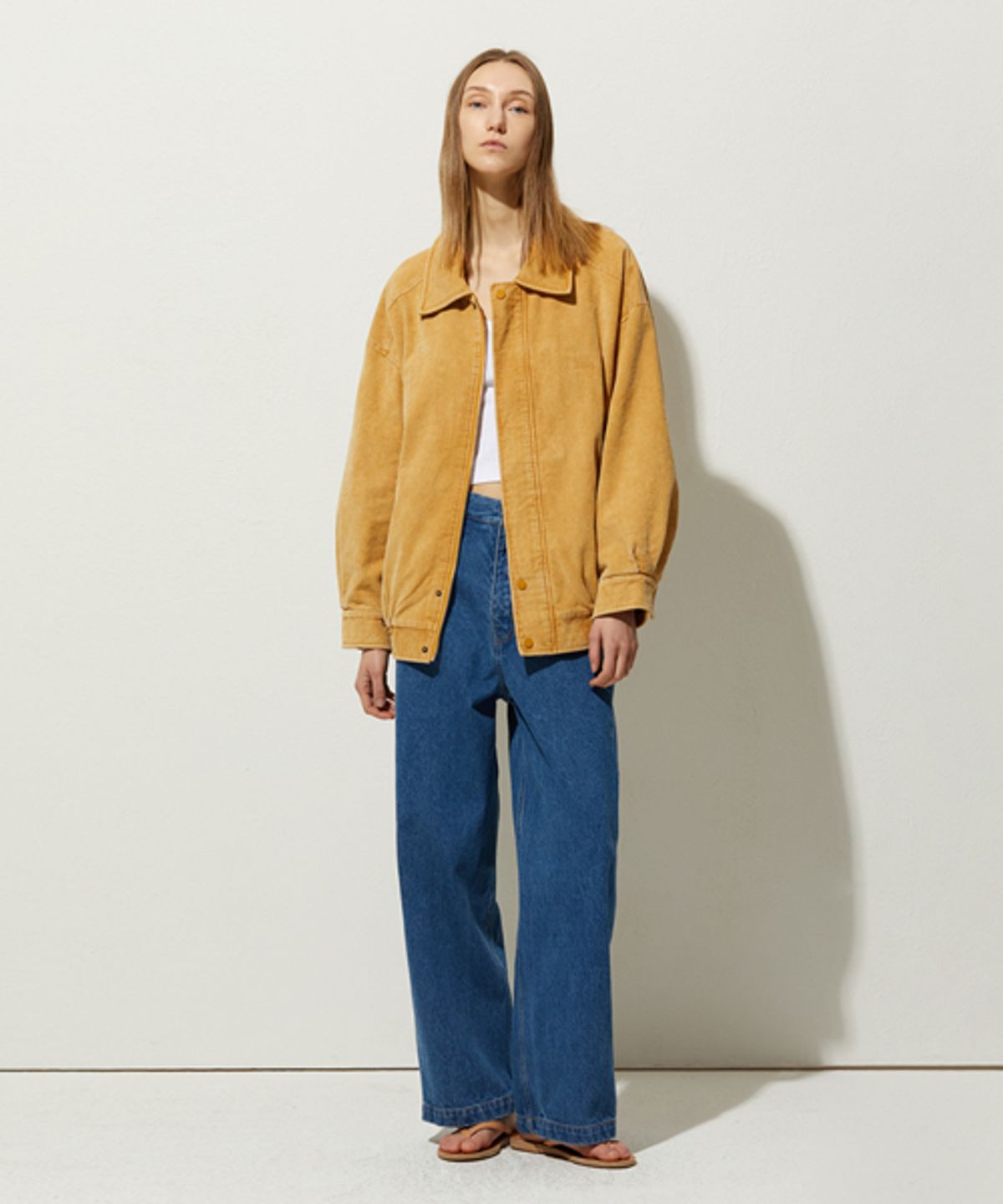레이디 볼륨(LADY VOLUME) 465-1 WASHING CORDUROY JUMPER_CAMEL