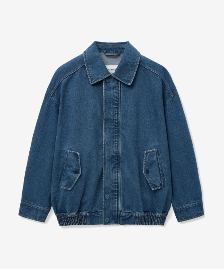 465-1 LOOSE FIT DENIM EMBROIDERED JUMPER_BLUE