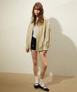 465-1 WASHING LEATHER SIGNATURE JUMPER_GRAY