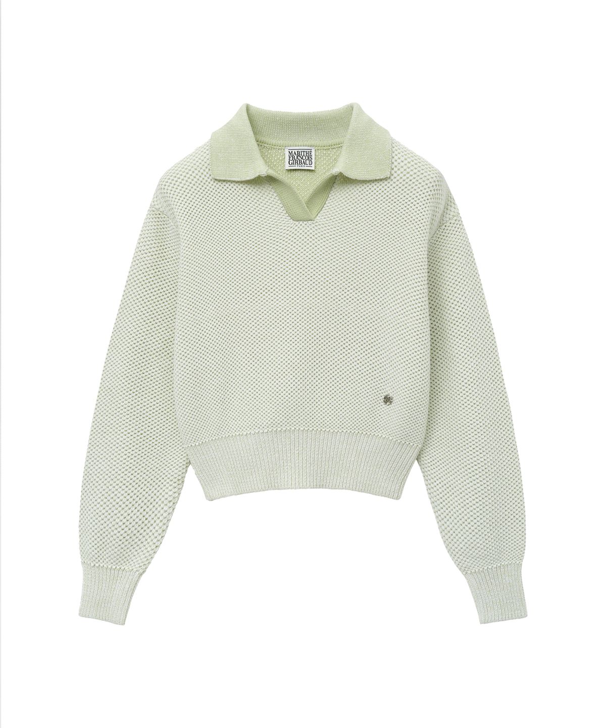 마리떼 프랑소와 저버(MARITHÉ + FRANҪOIS GIRBAUD) W COTTON BLENDED OPEN COLLAR CROP KNIT mint