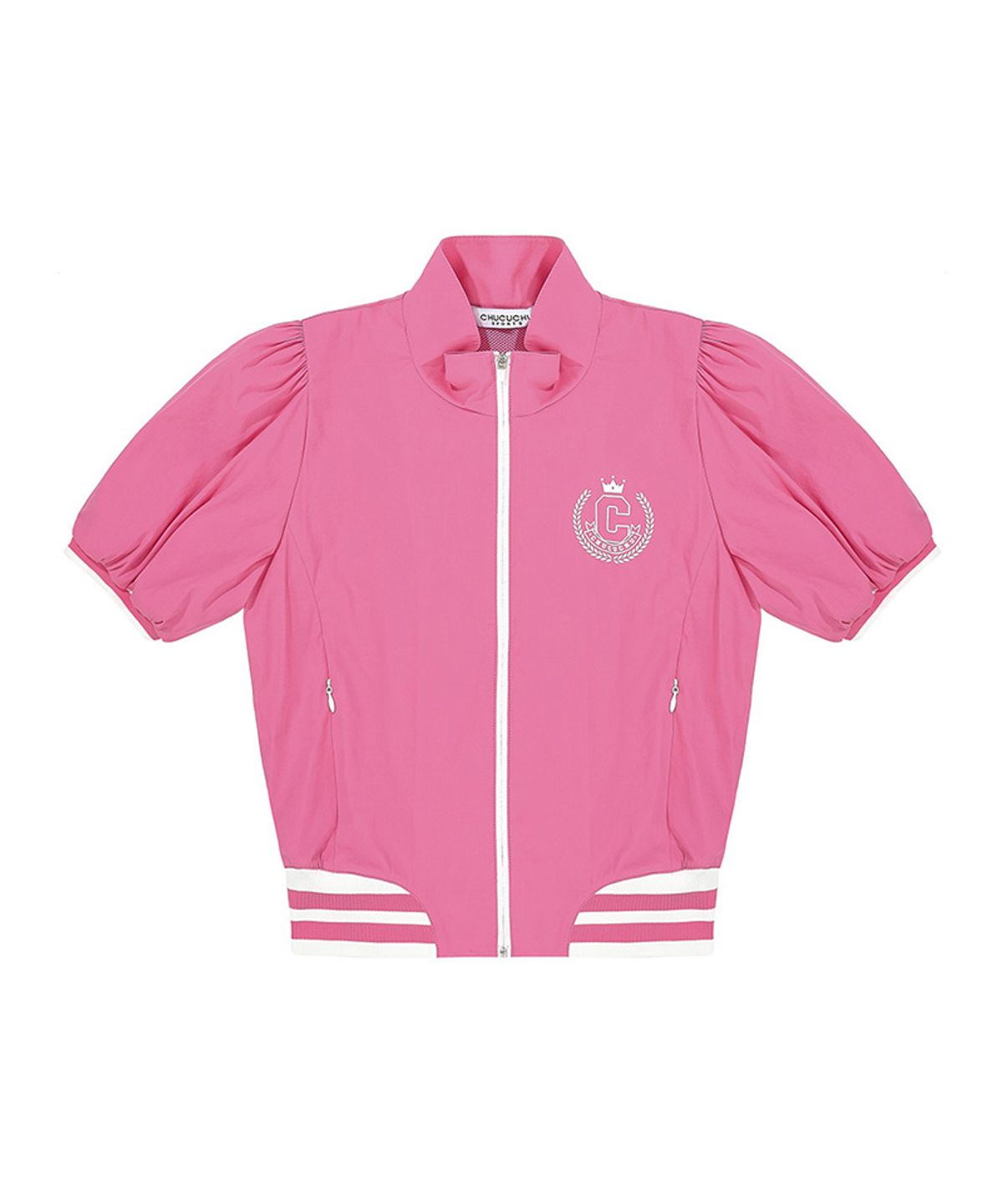 츄쿠츄(CHUCUCHU) C23M-JP007W 셔링 집업 아우터 (Pink)