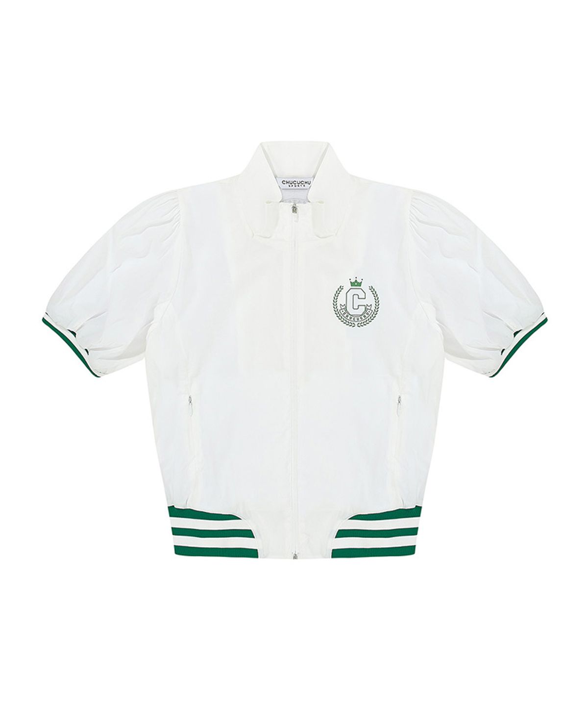 츄쿠츄(CHUCUCHU) C23M-JP007W 셔링 집업 아우터 (White)