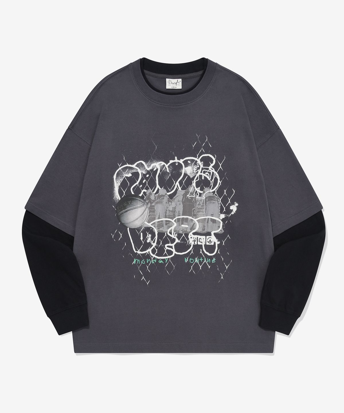 피지컬 디파트먼트(PHYSICAL DEPARTMENT) 컬리지 베스킷볼 레이어드 롱슬리브_차콜