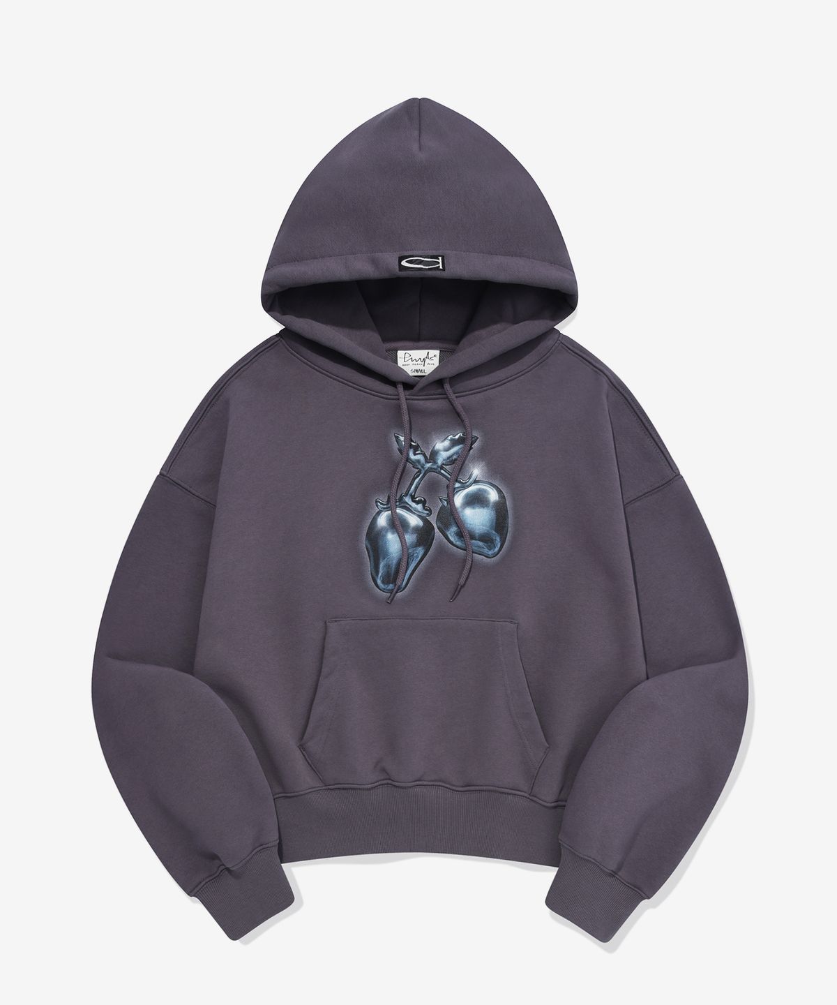 피지컬 디파트먼트(PHYSICAL DEPARTMENT) METAL STRAWBERRY CROP HOODIE PURPLE CHARCOAL