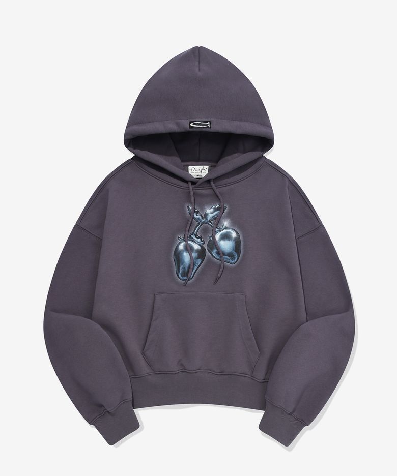 METAL STRAWBERRY CROP HOODIE PURPLE CHARCOAL