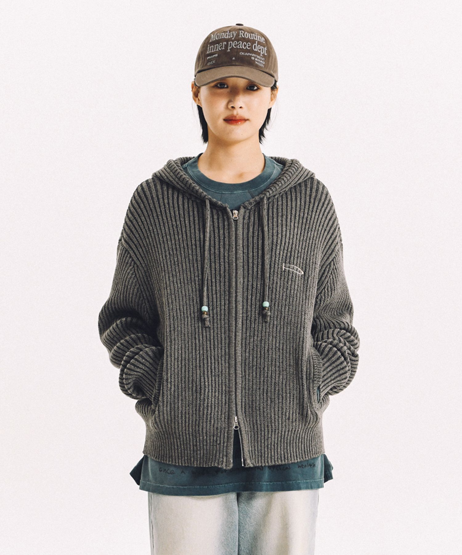 MUSINSA | PHYPS Biz Point Knit Hoodie_Black