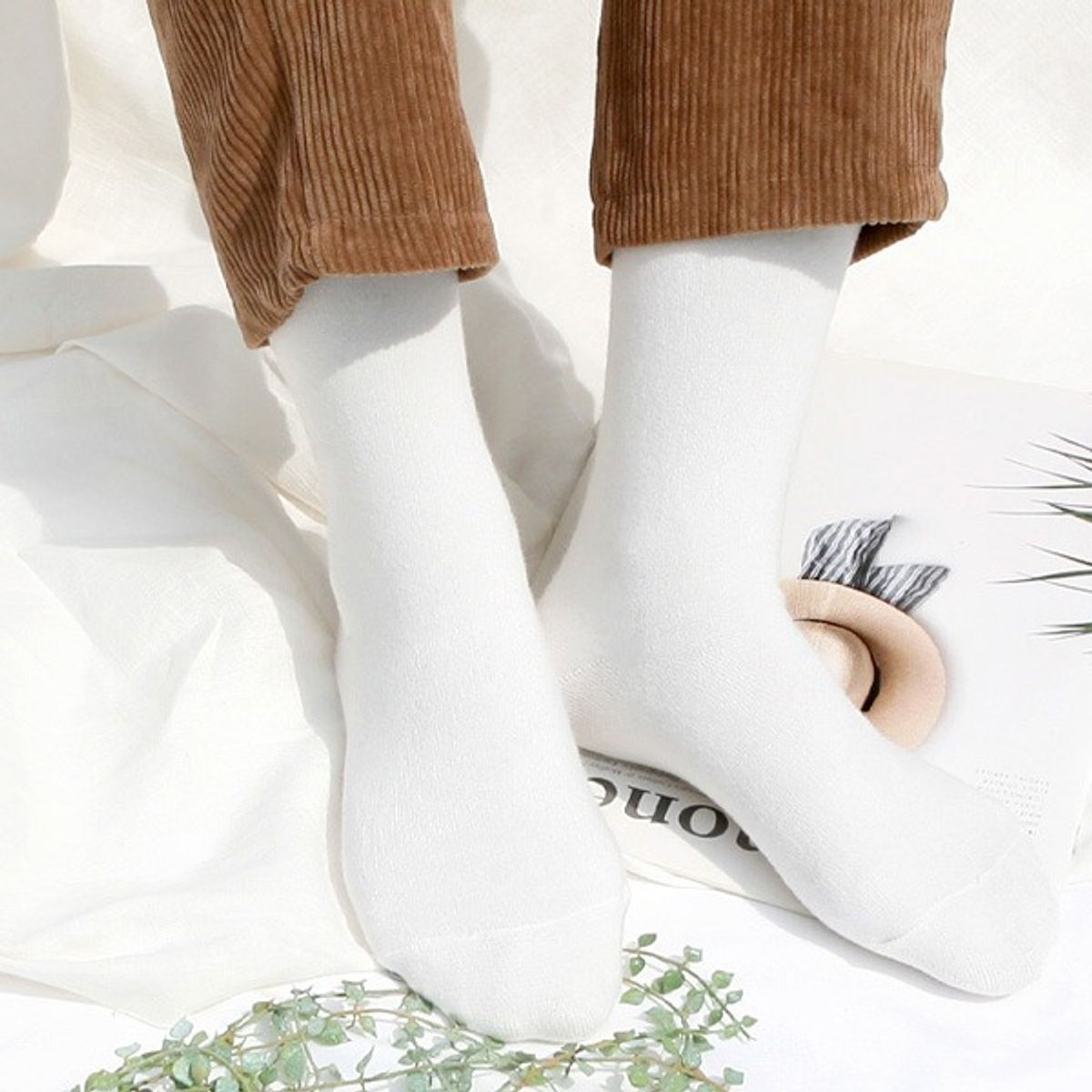 삭스에이(SOCKSA) [6PACK]순면 2겹 시그니처 168N 무지 장목 긴 양말