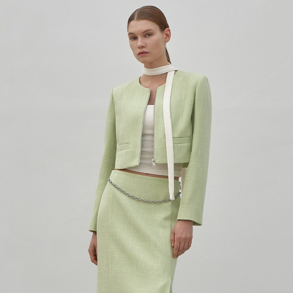 아틀리에 나인(ATELIER NAIN) LINDA TWEED ZIP-UP SET-UP JACKET(JK-2930)