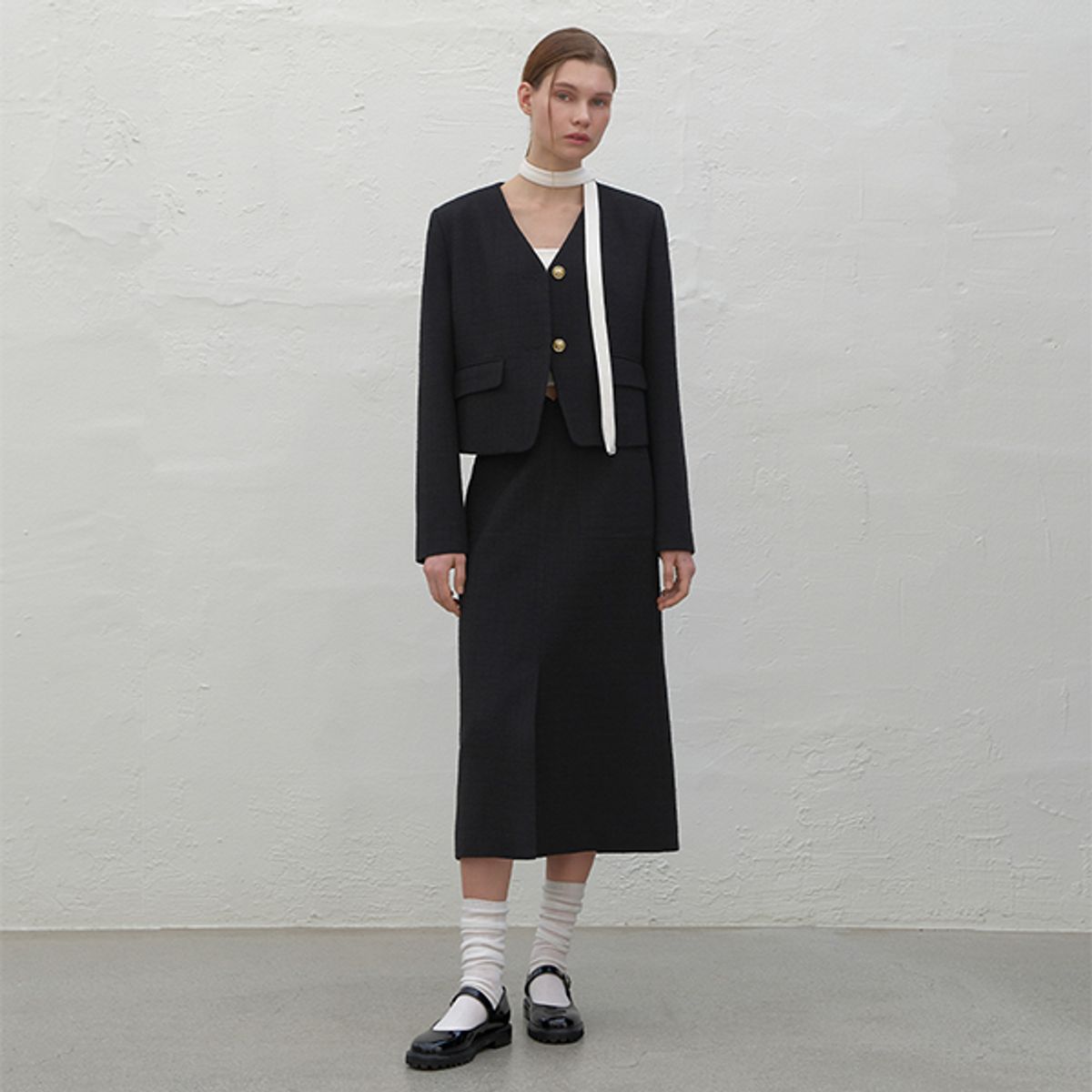 아틀리에 나인(ATELIER NAIN) DEAR TWEED SET-UP MIDI SKIRT(SK-4895)