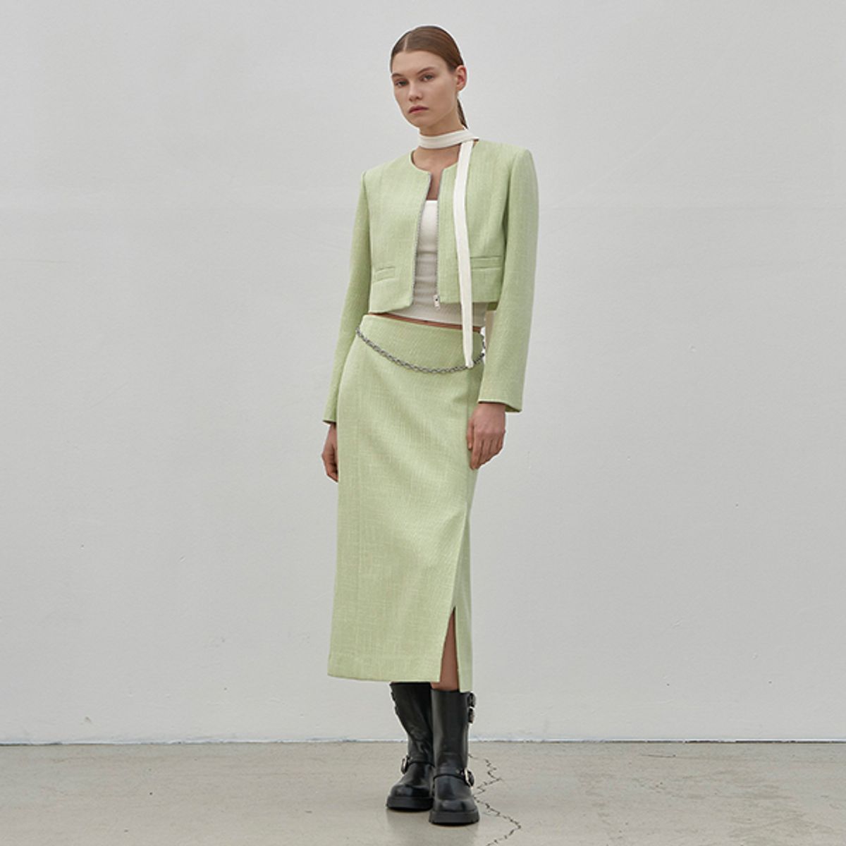 아틀리에 나인(ATELIER NAIN) LINDA TWEED SET-UP H LINE SKIRT(SK-4903)