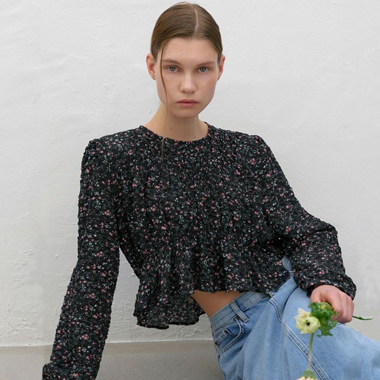 SMILE SMOKING PRINT BLOUSE(BL-4206)