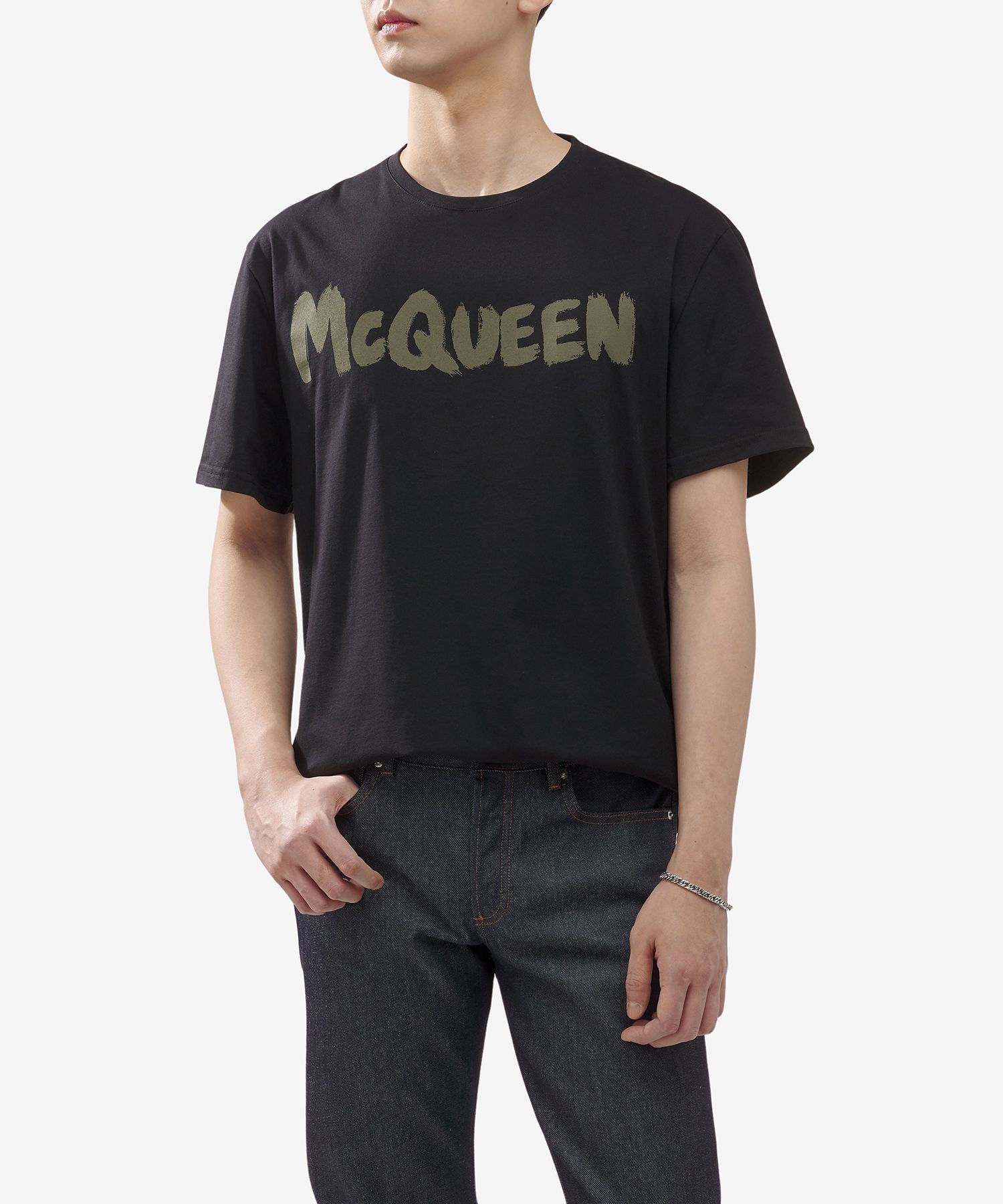 MUSINSA ALEXANDER McQUEEN Graffiti McQueen T-Shirt Black:Khaki