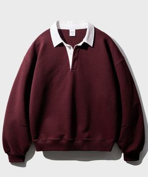 애론 럭비 카라 스웨트셔츠 버건디 KJMT2547