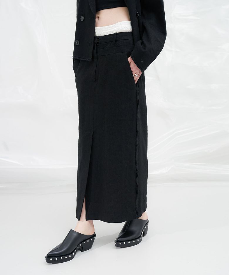 린넨 스커트 블랙 AW4SS21010