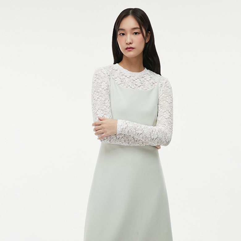 라운드넥 레이스 티셔츠 AQ1CT261