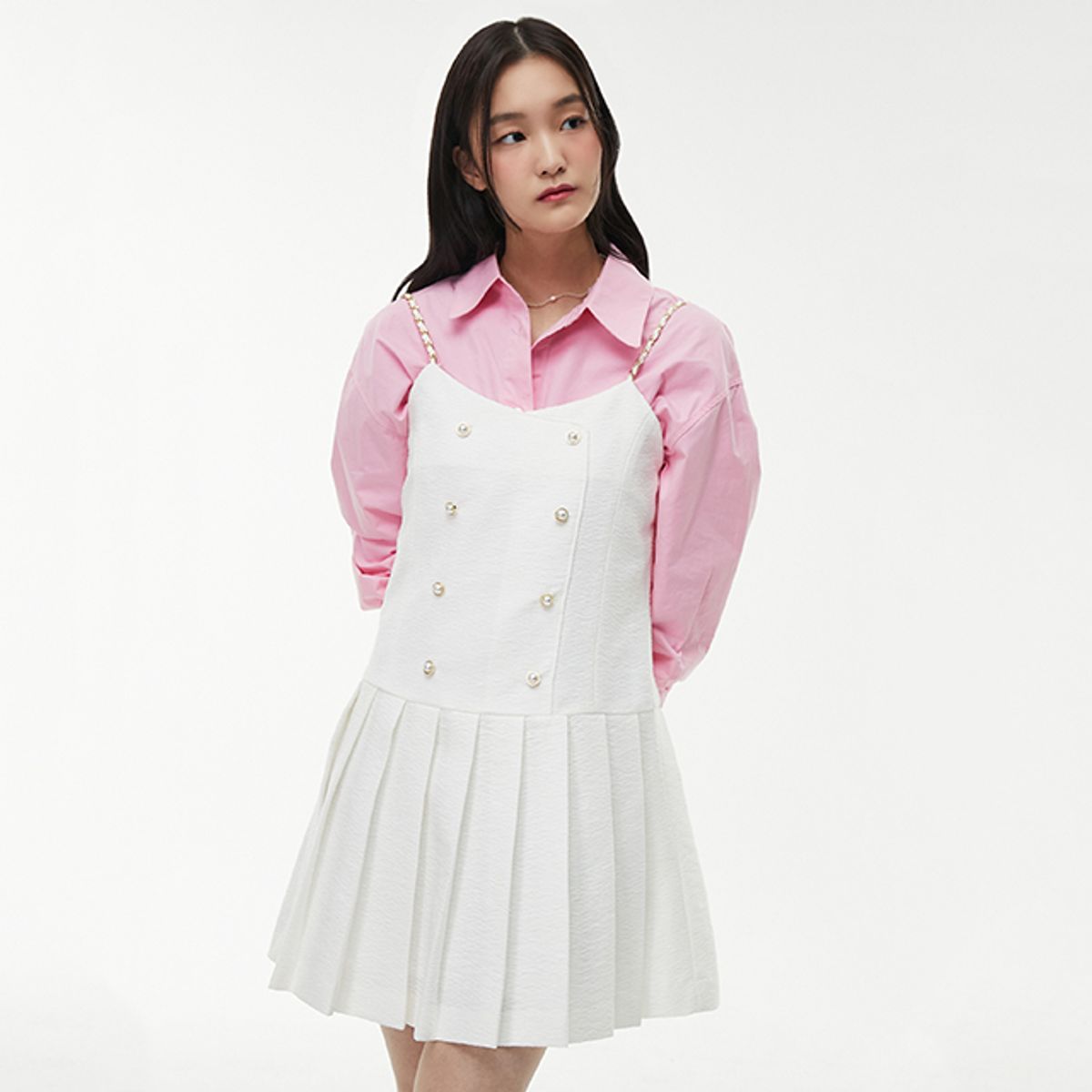 랩(LAP) 트위드 뷔스티에 원피스 AQ1WO261