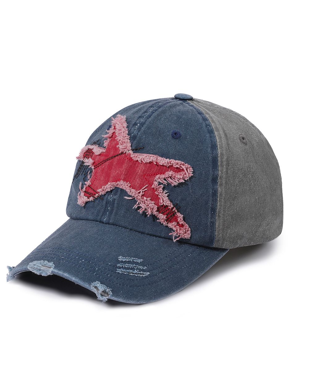 【MAINBOOTH】Starfish Damage Ball Cap MUSINSA | MAINBOOTH Starfish Damage Ball Cap(BLUE)