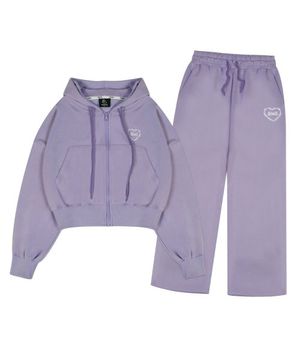 [SET] 기장선택 쏜하트 크롭 후드집업 트레이닝 세트 퍼플