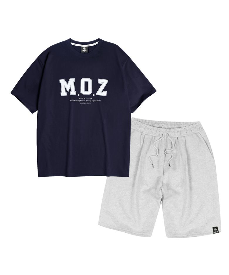 [SET] MOZ 오버핏 원턱 트레이닝 세트 네이비