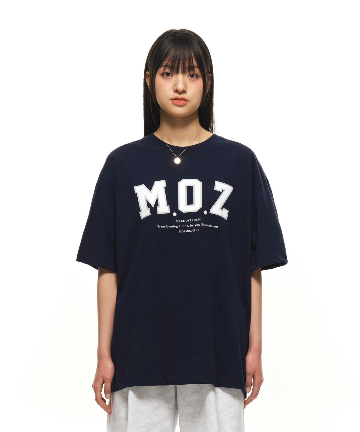모즈모즈(MOZMOZ) MOZ 오버핏 반팔티셔츠 네이비