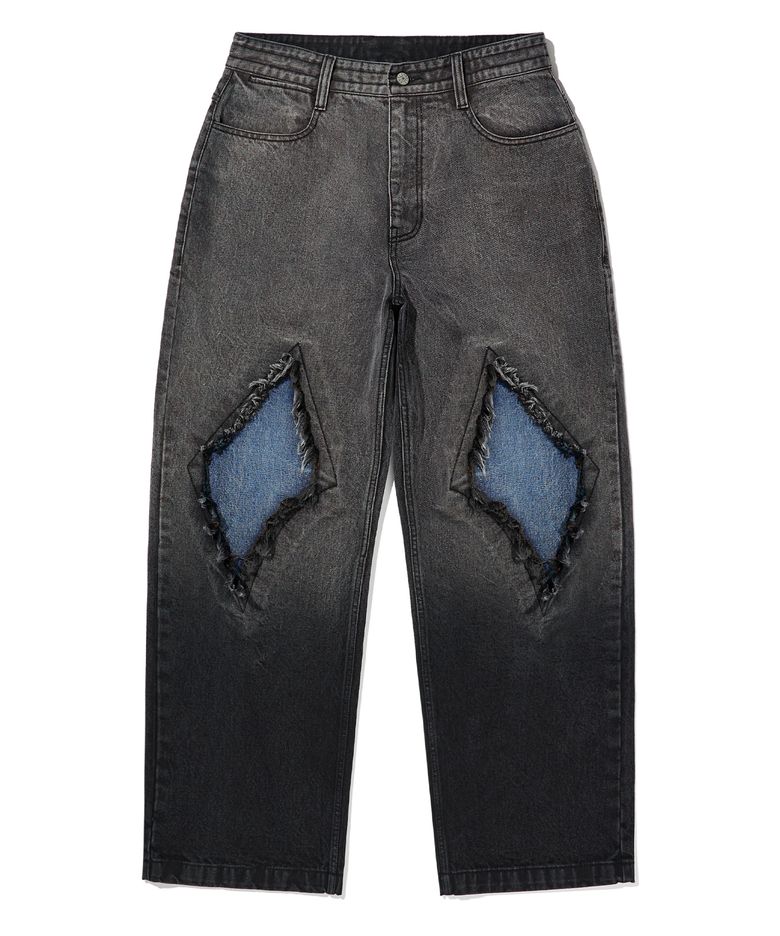 PATCHED STRAIGHT PANTS - BLACK