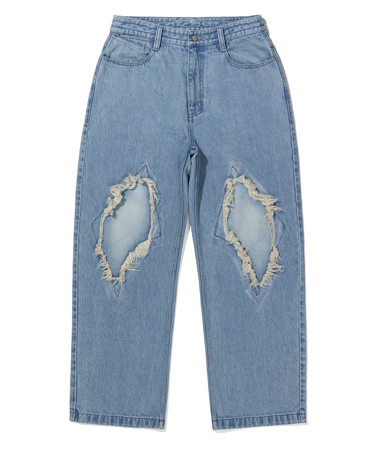 브라운브레스(BROWNBREATH) PATCHED STRAIGHT PANTS - LIGHT BLUE