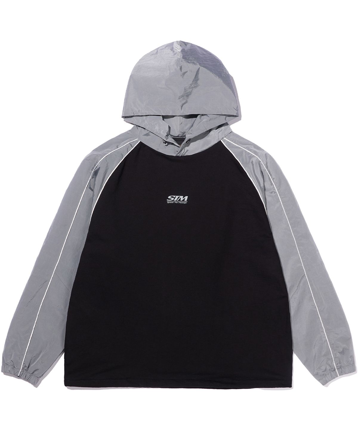 브라운브레스(BROWNBREATH) STM 2TONE HOODIE - BLACK