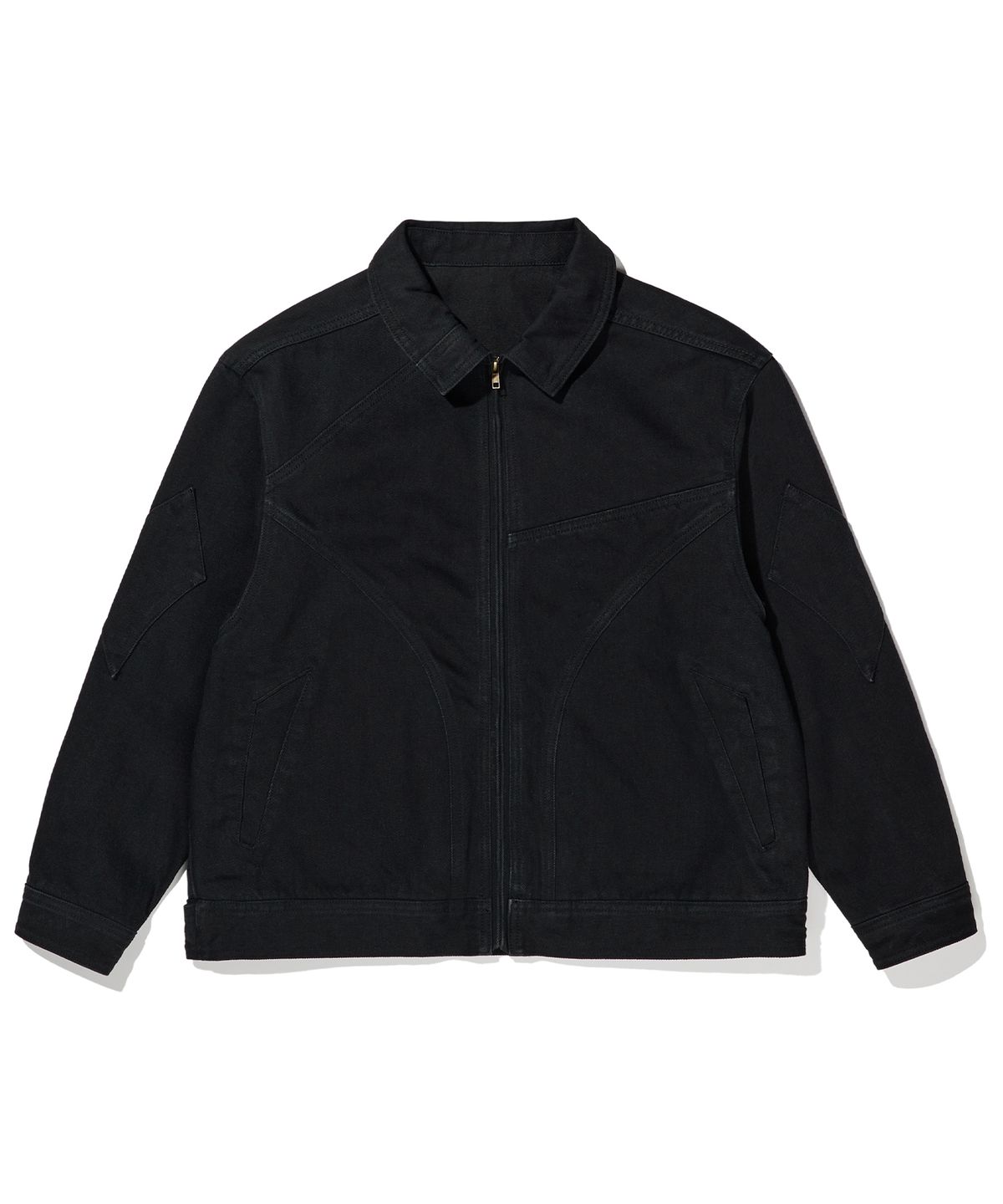 브라운브레스(BROWNBREATH) GEOMETRIC LINED DENIM JACKET - BLACK