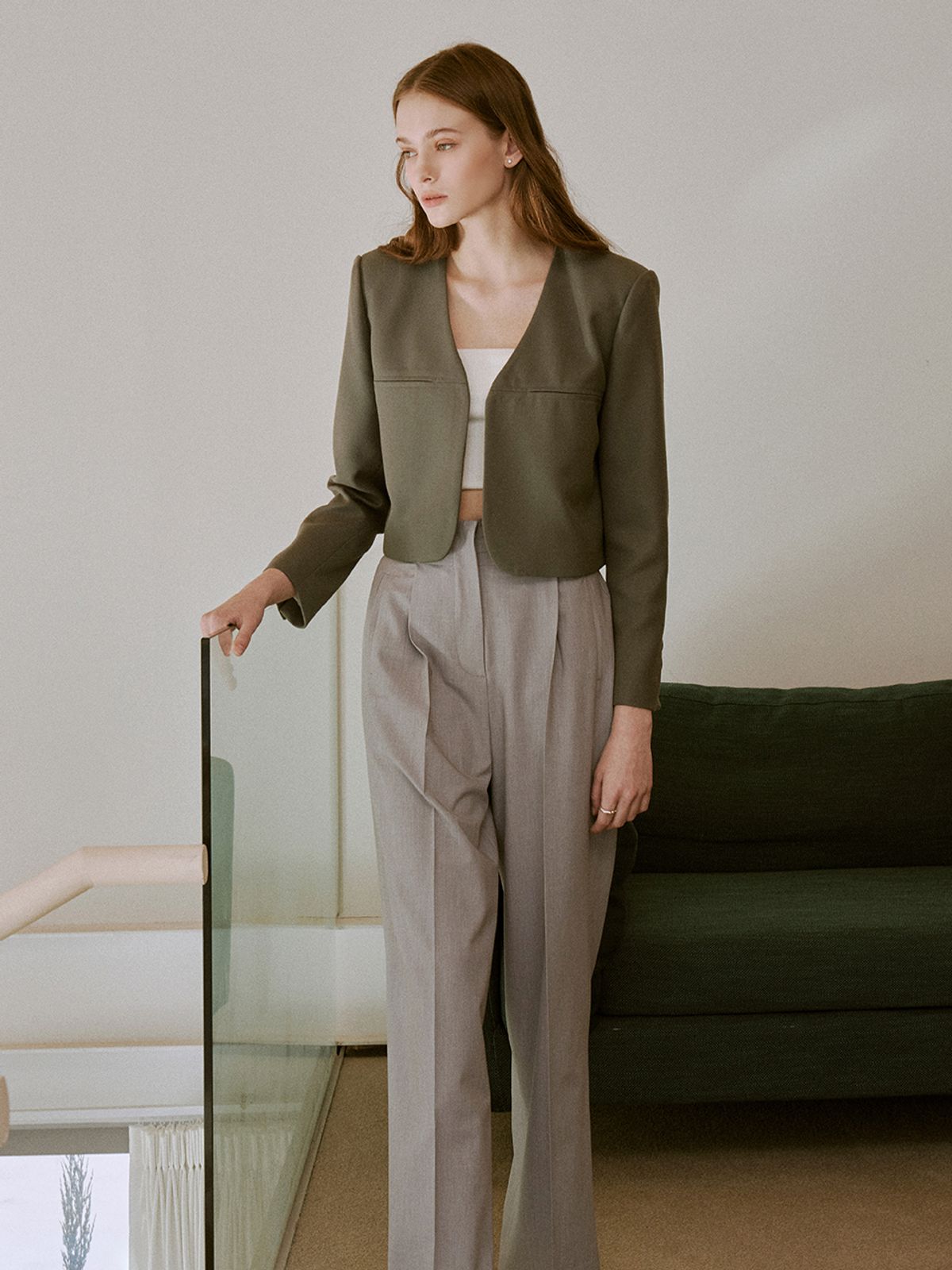 헌치(HUNCH) Belted two button highwaist pintuck pants (2color)