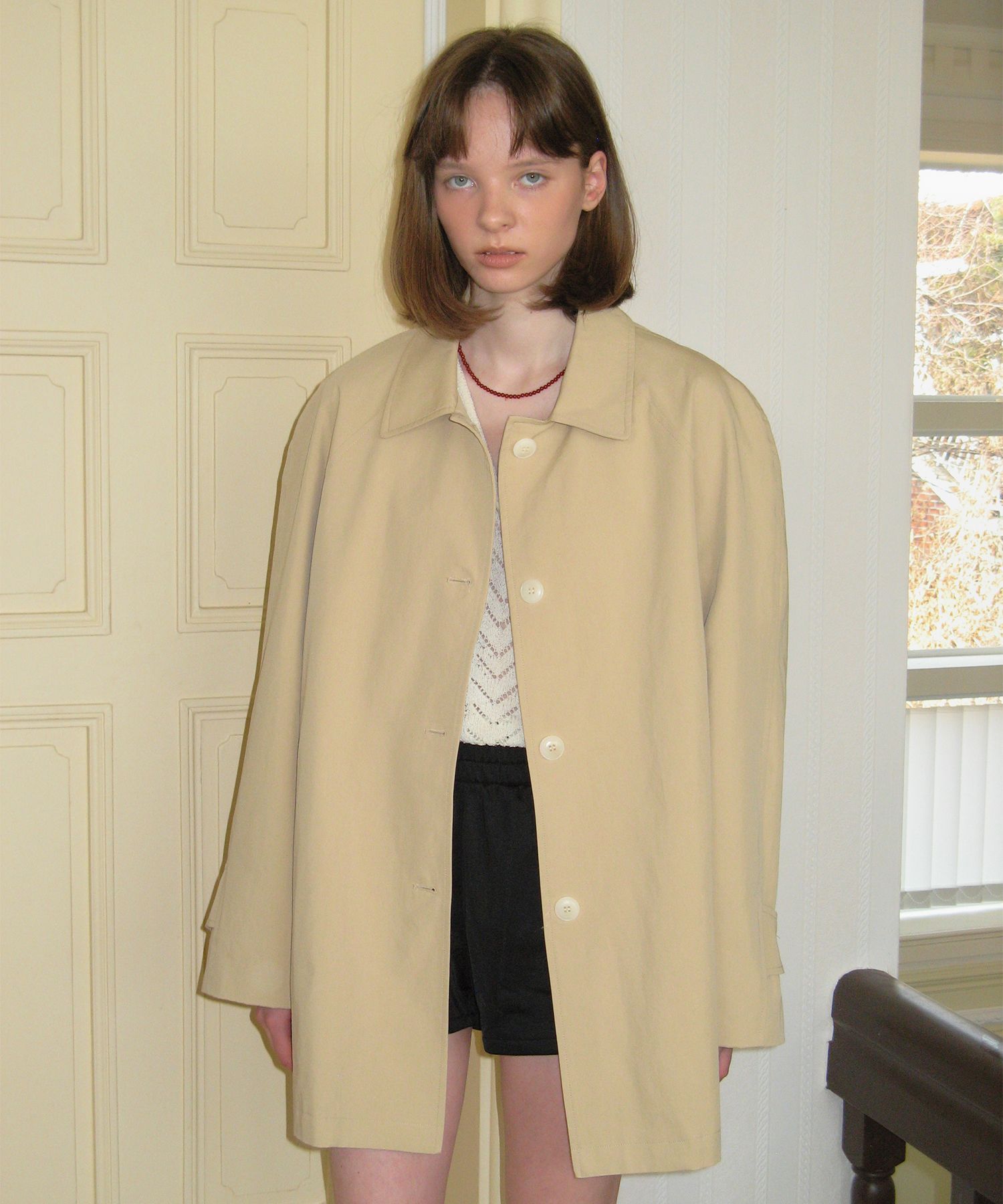 [SOMEWHERE BUTTER]★25SS★韓国人気★Breeze Half Trench Coat MUSINSA | SOMEWHEREBUTTER Bailey half trench coat - butter beige