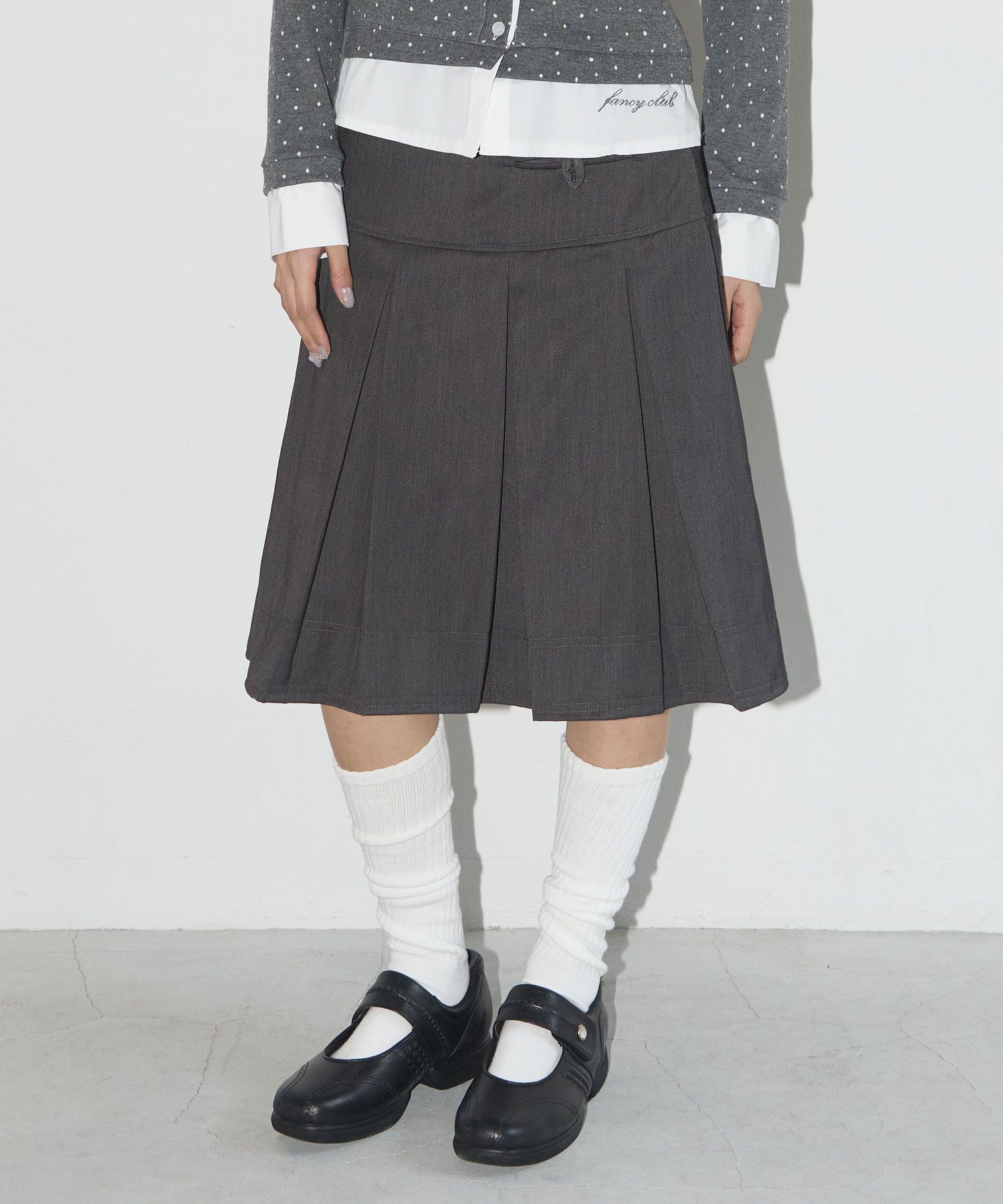 【NASTY FANCY CLUB】24SS FORMAL BUTTON PLEATS MIDI SKIRT BUY NASTY FANCY CLUB Skirt FORMAL BUTTON PLEATS MIDI SKIRT