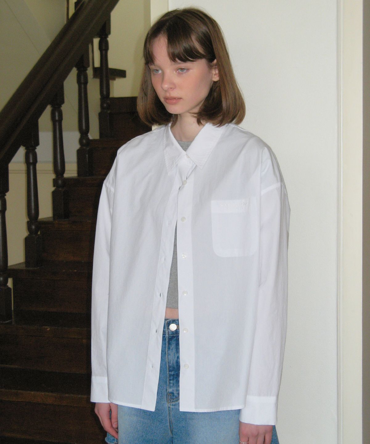 썸웨어버터(SOMEWHEREBUTTER) Classic cotton shirt - white
