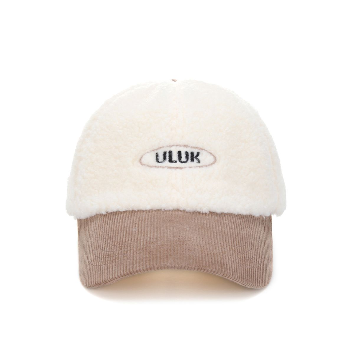 유룩(ULUK) 에션셜 써클 코듀로이 양털 배색 볼캡_Beige