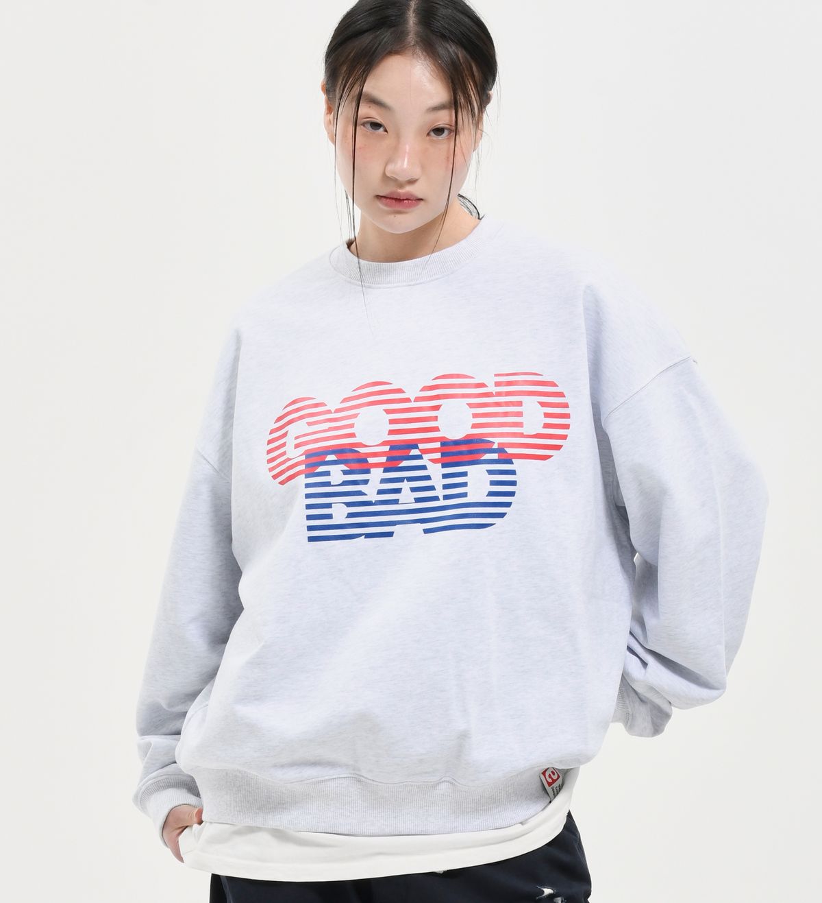엑스트라오디너리(EXTRAORDINARY) GOOD BAD PRINT CREWNECK  L/GREY