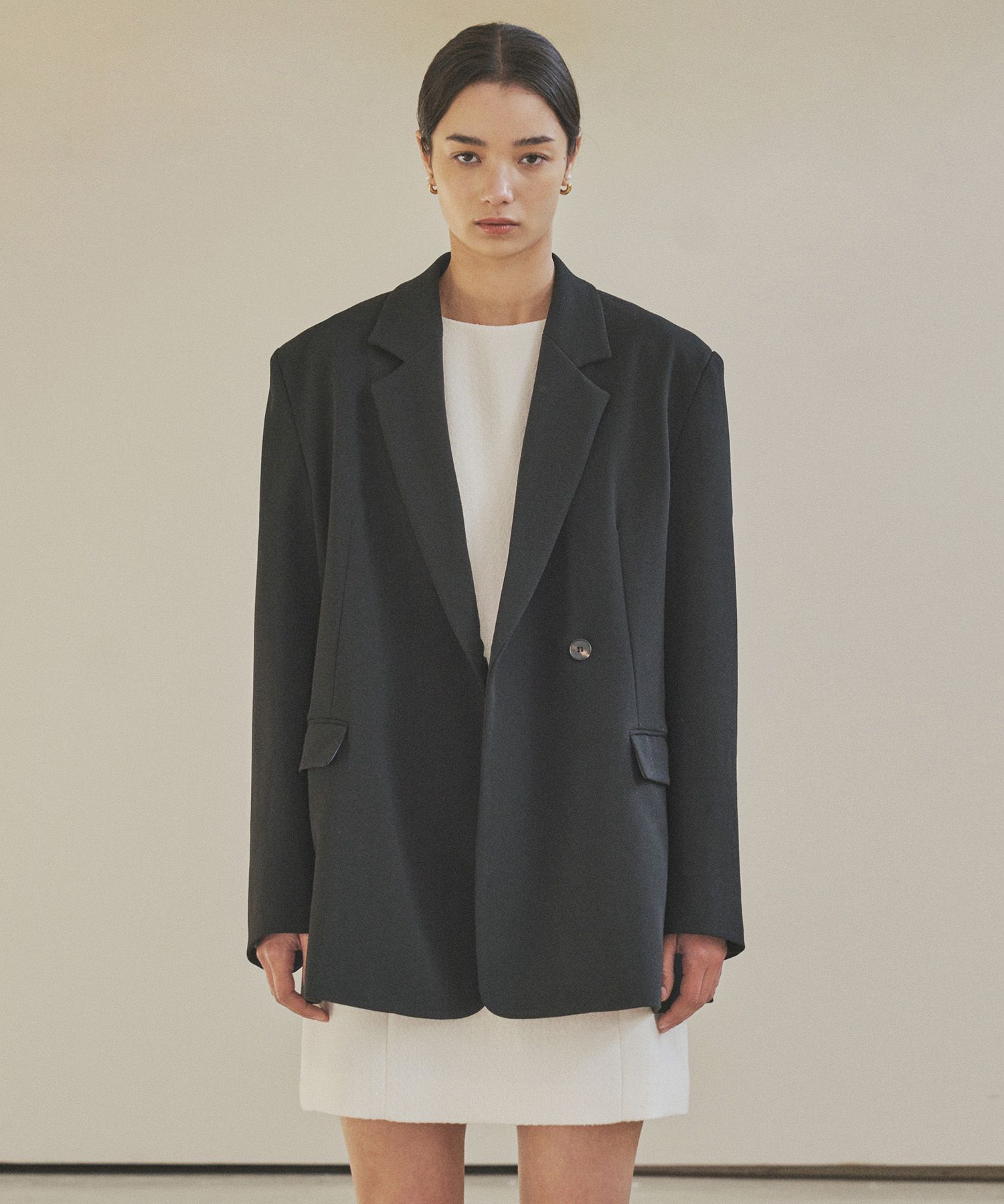 MUSINSA | SIYAZU SIOT4099 Loose fit single blazer_Black