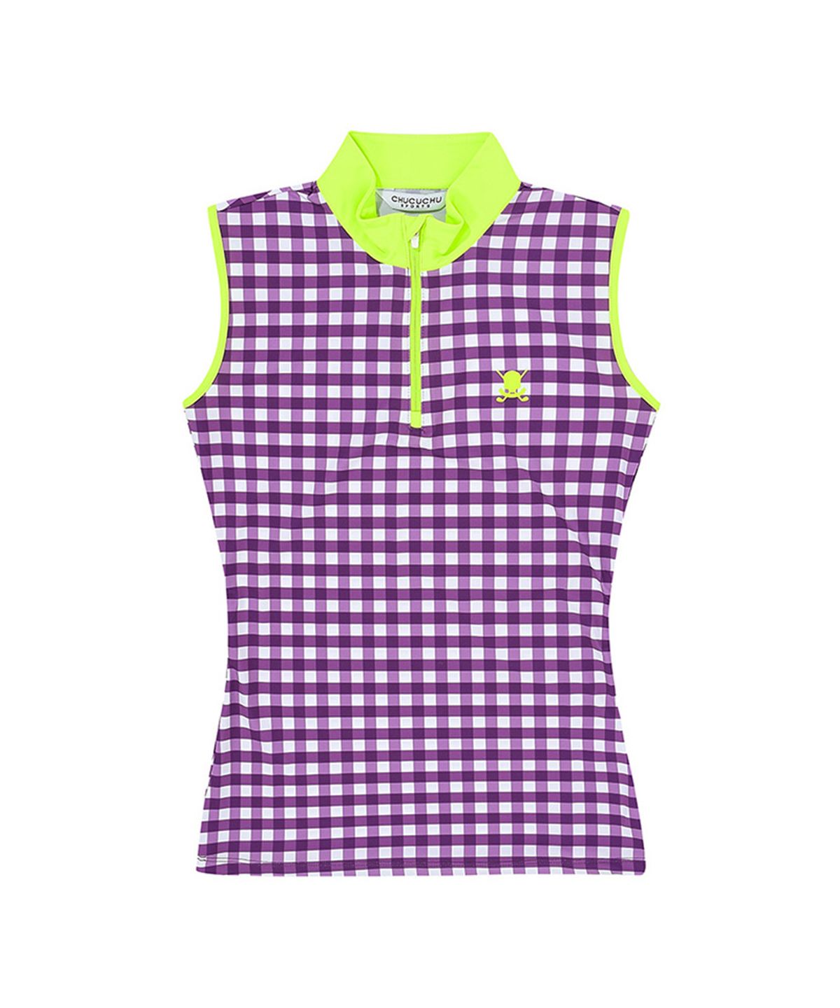 츄쿠츄(CHUCUCHU) C23M-TS009W 깅엄 체크 탑 (Purple)