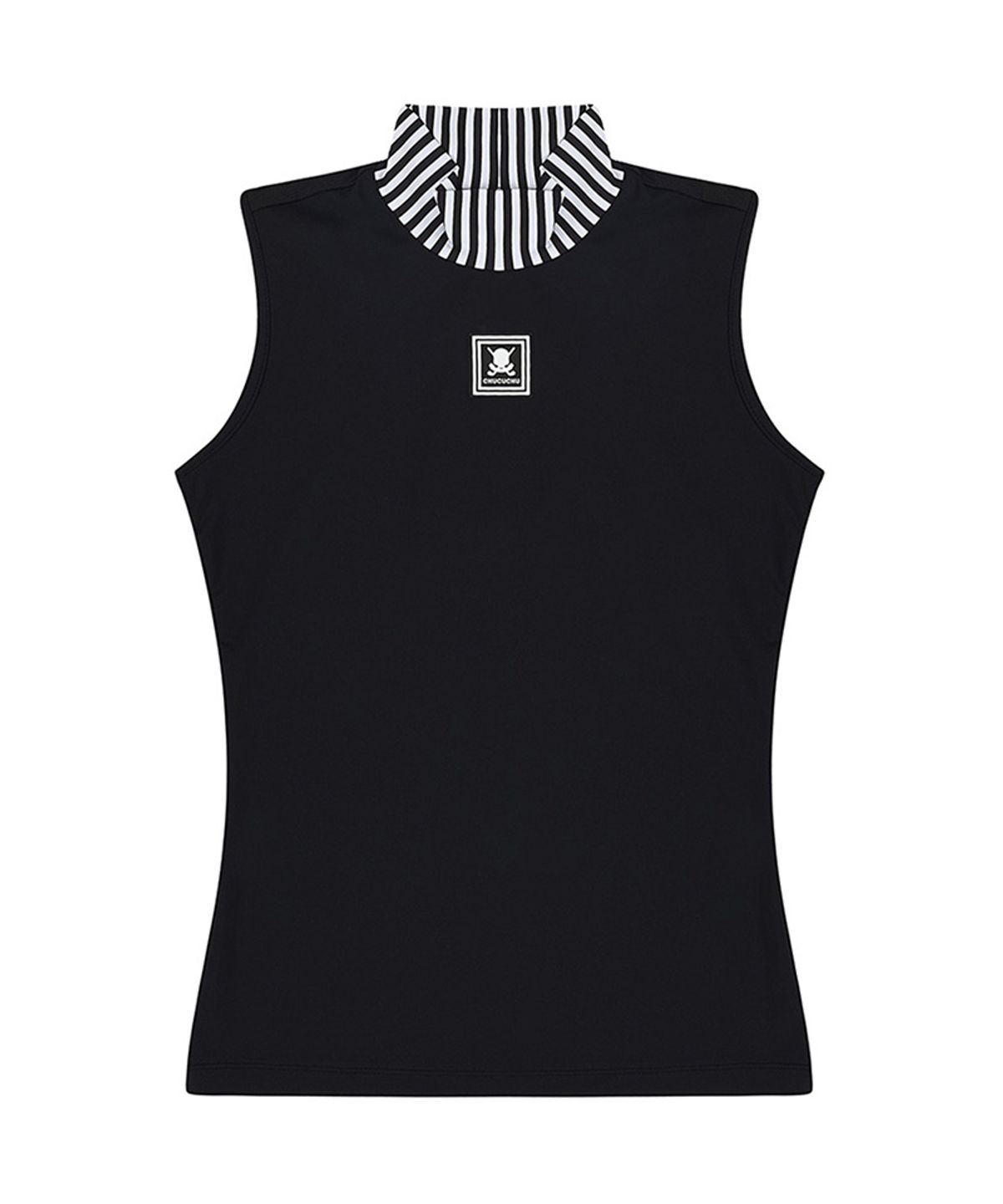 츄쿠츄(CHUCUCHU) C23M-TS013W 넥 포인트 하프 탑 (Black)